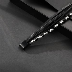 1 paio di braccialetti da uomo in pelle con perline retrò, semplici e naturali h5 Immagine4