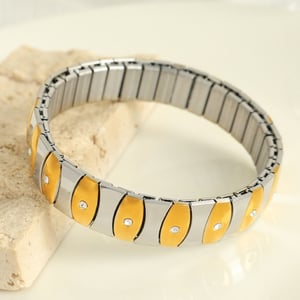 1 Stück Simple Series Punk Patchwork Edelstahl 18 Karat vergoldet Damen Kettenarmbänder h5 Bild8