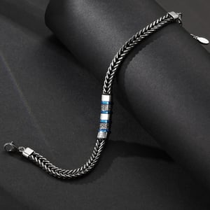 1 paio di bracciali da uomo in acciaio inossidabile con motivo geometrico retrò, serie semplice h5 Immagine4