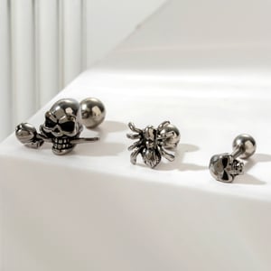 1 Piece Simple Series Classic Skull Titanium Steel No Plating Material Women Stud Earrings h5 Picture3