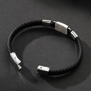 1 paio di bracciali da uomo in pelle geometrica retrò della serie etnica h5 Immagine4