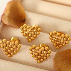 1 pair simple series simple heart stainless steel  gold plated women stud earrings h5 Picture6