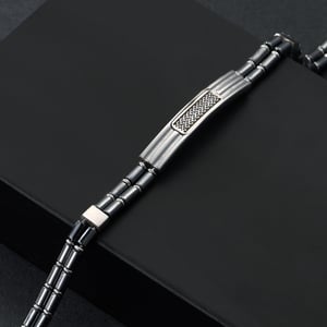 1 paio di braccialetti da uomo in acciaio inossidabile con motivo geometrico semplice della serie Simple h5 Immagine3