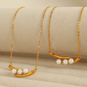 1 piece simple series retro beads stainless steel  gold plated artificial pearl women pendant necklaces h5 Picture7