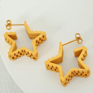 1 pair simple series simple geometric stainless steel  gold plated women hoop earrings h5 Picture5