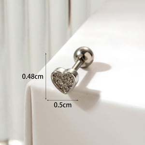 1 Piece Simple Series Classic Heart Titanium Steel No Plating Material Zircon Women Stud Earrings h5 Picture4