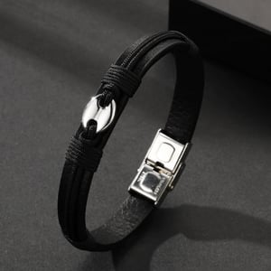 1 paio di braccialetti da uomo in pelle geometrica casual della serie Simple h5 Immagine2