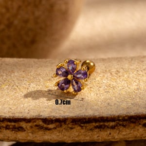 1 Piece Simple Series Classic Flower Titanium Steel No Plating Material Zircon Women Stud Earrings h5 Picture6