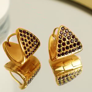 1 pair simple series simple geometric stainless steel  gold plated rhinestone women drop earrings h5 Picture6