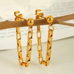 1 pair simple series simple tassel stainless steel  gold plated women drop earrings h5 Picture4