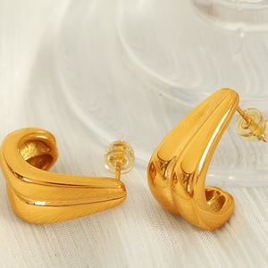 1 Paar einfache geometrische Creolen aus Edelstahl mit 18 Karat Vergoldung für Damen h5 Bild6