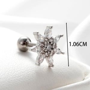 1 Piece Simple Series Classic Flower Copper No Plating Material Zircon Women Stud Earrings h5 Picture3