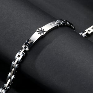 1 paio di braccialetti da uomo in acciaio inossidabile con motivo geometrico semplice della serie Simple h5 Immagine3