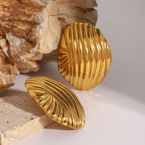 1 pair simple series casual geometric stainless steel  gold plated women stud earrings h5 Picture5