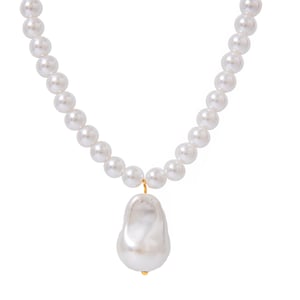 1 piece simple series retro beads stainless steel  gold plated artificial pearl women pendant necklaces h5 Picture7