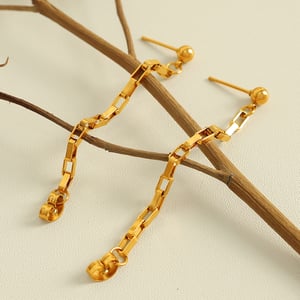 1 pair simple series simple tassel stainless steel  gold plated women drop earrings h5 Picture5