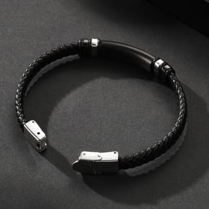 1 paio di braccialetti da uomo in pelle geometrica semplice della serie Simple h5 Immagine4