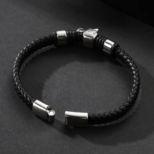 1 paio di braccialetti da uomo in pelle animale retrò della serie Simple h5 Immagine5