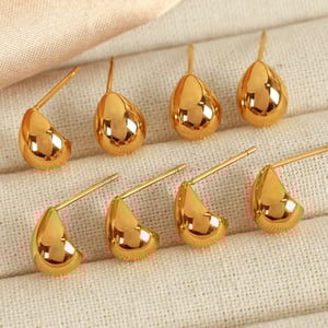 1 pair simple series classic droplet stainless steel  gold plated women stud earrings h5 Picture4