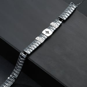 1 paio di braccialetti da uomo in acciaio inossidabile con motivo geometrico semplice della serie Simple h5 Immagine4