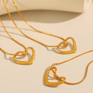 1 piece simple series simple heart stainless steel  gold plated women pendant necklaces h5 Picture6