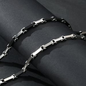 1 paio di braccialetti da uomo in acciaio inossidabile con motivo geometrico semplice della serie Simple h5 Immagine5