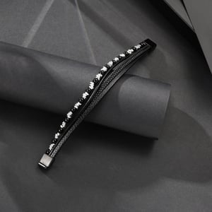 1 paio di braccialetti da uomo in pelle con perline retrò, semplici e naturali h5 Immagine3