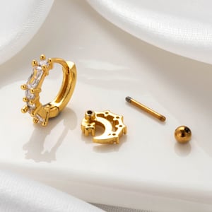 1 Stück Simple Series Klassische Sonne/Mond Kupfer Kein Beschichtungsmaterial Zirkon Damen Ohrstecker h5 Bild7