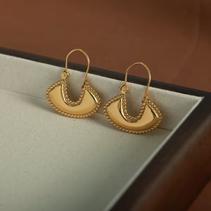 1 pair simple series retro geometric stainless steel  gold plated women drop earrings h5 Picture4
