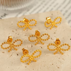 1 Paar Simple Series Simple Bow Knot Edelstahl 18 Karat vergoldete Damen-Ohrstecker h5 Bild5