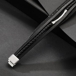 1 paio di braccialetti da uomo in pelle geometrica retrò della serie Simple h5 Immagine3