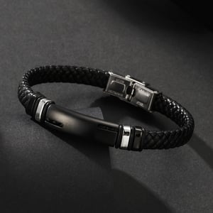 1 paio di braccialetti da uomo in pelle geometrica semplice della serie Simple h5 Immagine3