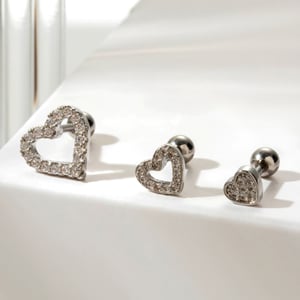 1 Piece Simple Series Classic Heart Titanium Steel No Plating Material Zircon Women Stud Earrings h5 Picture3