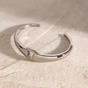 1 Stück Simple Series Tägliche geometrische Edelstahl 18 Karat vergoldete Damen Armreifen h5 Bild3