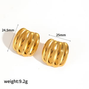 1 pair simple series simple geometric stainless steel  gold plated women stud earrings h5 Picture6