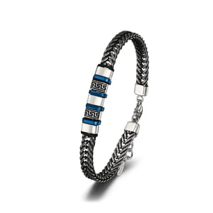 1 paio di bracciali da uomo in acciaio inossidabile con motivo geometrico retrò, serie semplice h5 Immagine2