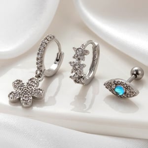 1 Stück Simple Series Klassische Blume Kupfer Kein Beschichtungsmaterial Zirkon Damen Ohrstecker h5 Bild3
