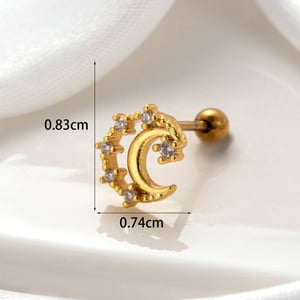 1 Stück Simple Series Klassische Sonne/Mond Kupfer Kein Beschichtungsmaterial Zirkon Damen Ohrstecker h5 Bild6