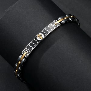 1 paio di bracciali da uomo in acciaio inossidabile con motivo geometrico retrò, serie semplice h5 Immagine3