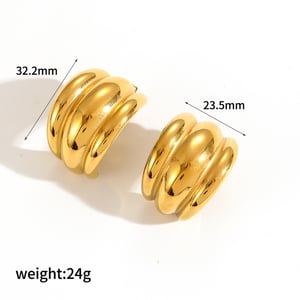 1 pair simple series simple geometric stainless steel  gold plated women stud earrings h5 Picture9