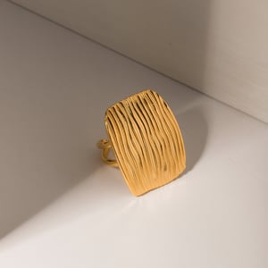 1 par de anillos individuales para mujer de acero inoxidable chapados en oro de 18 quilates con diseño cuadrilátero de . h5 Imagen7