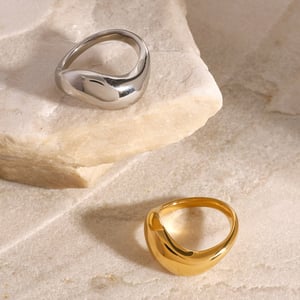 1 pair simple series daily geometric stainless steel  gold plated women single rings h5 Picture5