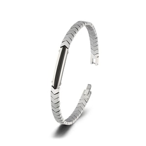 1 paio di braccialetti da uomo in acciaio inossidabile con motivo geometrico semplice della serie Simple h5 Immagine2