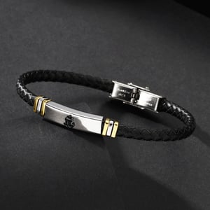 1 paio di bracciali da uomo in acciaio inossidabile con motivo geometrico retrò, serie semplice h5 Immagine3