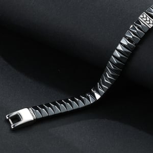 1 paio di braccialetti da uomo in acciaio inossidabile con motivo geometrico semplice della serie Simple h5 Immagine5