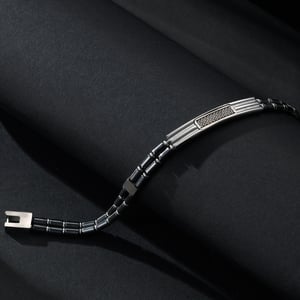 1 paio di braccialetti da uomo in acciaio inossidabile con motivo geometrico semplice della serie Simple h5 Immagine4