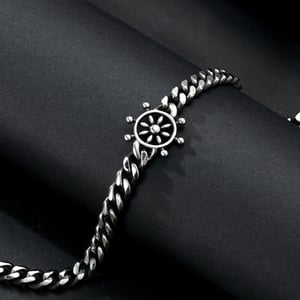 1 paio di bracciali da uomo in acciaio inossidabile con motivo geometrico casual, serie semplice h5 Immagine4