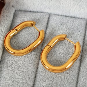 1 Paar Creolen aus der Simple-Serie, klassisch, einfarbig, Edelstahl, 18 Karat vergoldet, für Damen h5 Bild8