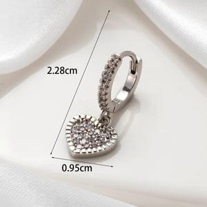 1 Piece Simple Series Classic Heart Copper No Plating Material Zircon Women Stud Earrings h5 Picture5