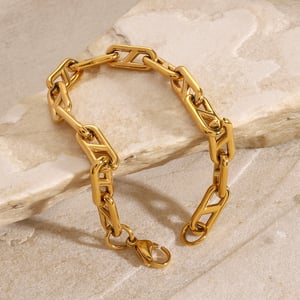 1 Stück Simple Series Klassische geometrische Edelstahl 18 Karat vergoldete Damen-Kettenarmbänder h5 Bild5
